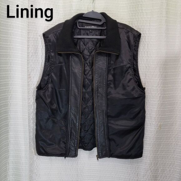 TRANSMISSION Distressed Leather Jacket Collared Removable Lining Black Men's L - Picture 5 of 16
